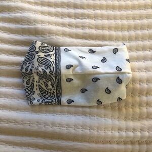 White and Black Paisley Bandana buff/ headband